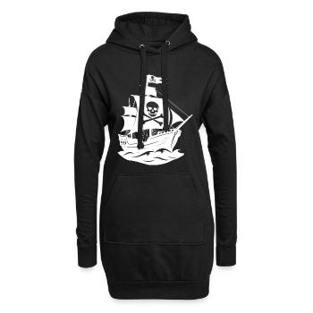 Piratenschiff - Hoodie-Kleid - Schwarz - Vorne