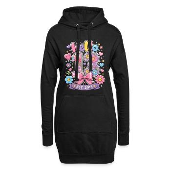 Hello 13 Ans Or et Nœud Rose | Anniversaire Ado - Sweat-shirt à capuche long Femme - noir - Devant