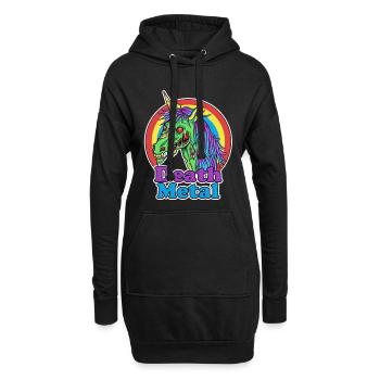 Death Metal – Zombie Einhorn Cartoon - Hoodie-Kleid - Schwarz - Vorne