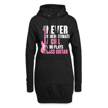 Ne sous-estimez jamais une fille qui joue de la basse - Sweat-shirt à capuche long Femme - noir - Devant