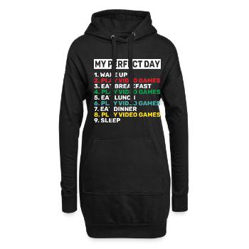 My Perfect Day Wake Up Play Video Games Eat Breakf - Hoodie-Kleid - Schwarz - Vorne