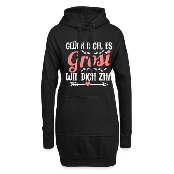 Glück Isch Es Grosi Wie Dich Zha Beschte Omi - Hoodie-Kleid - Schwarz - Vorne