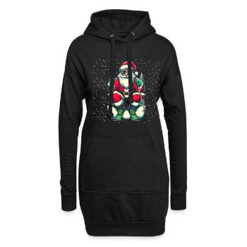 Skifahren Weihnachtsmann Skifahrer Ski Wintersport Ski - Hoodie-Kleid - Schwarz - Vorne