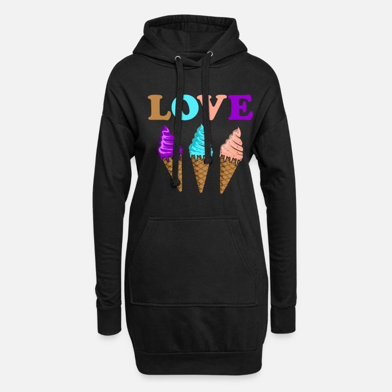 Eiscreme - Hoodie-Kleid - Schwarz