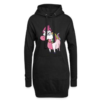 Licorne folle - Sweat-shirt à capuche long Femme - noir - Devant