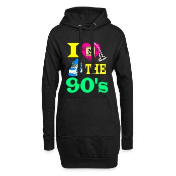 I love the 90's 90er Jahre Geschenk Geburtstag - Sweat-shirt à capuche long Femme - noir - Devant