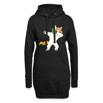 Dabbing Unicorn Dab dabbendes Einhorn - Hoodie-Kleid - Schwarz - Vorne