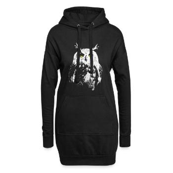 Eule - Hoodie-Kleid - Schwarz - Vorne