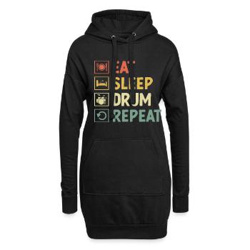 Manger Dormir Tambour Répéter Tambour Tambour - Sweat-shirt à capuche long Femme - noir - Devant