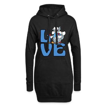 Lapin lièvre skieur ski sport d'hiver neige - Sweat-shirt à capuche long Femme - noir - Devant