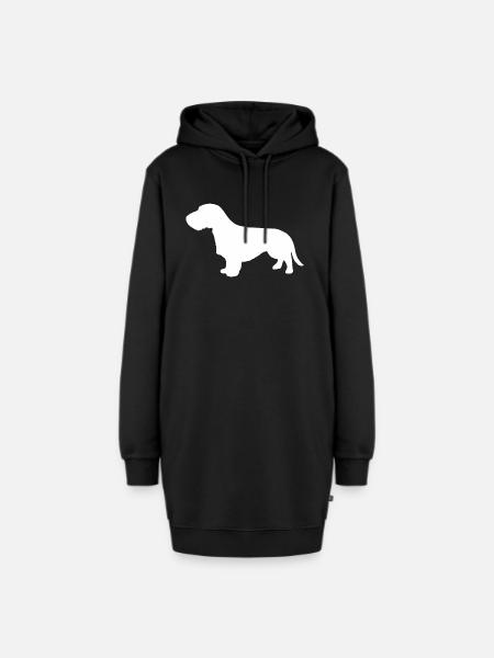 Rauhaardackel Silhouette - Hoodie-Kleid - Schwarz
