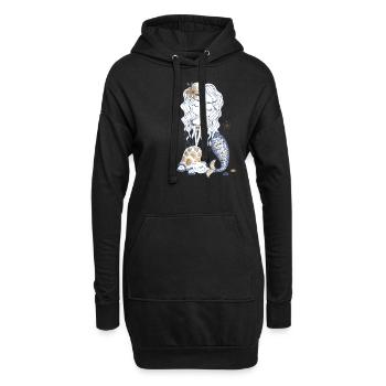 La sirène de l'océan créature mythique des abysses - Sweat-shirt à capuche long Femme - noir - Devant