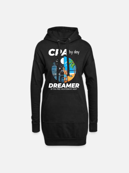 CPA Daydreams: Balancing Work and Bliss in Split - Hoodie Dress - black