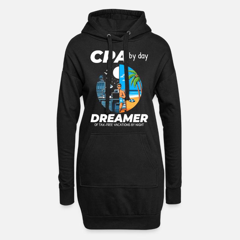 CPA Daydreams: Balancing Work and Bliss in Split - Hoodie Dress - black