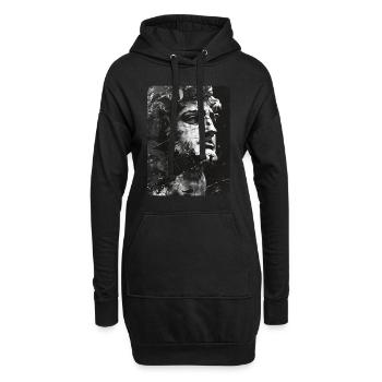 visage brisé d’une statue de marbre - Sweat-shirt à capuche long Femme - noir - Devant