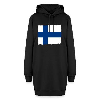 Drapeau finlandais Suomi drapeau finlandais look usé - Sweat-shirt à capuche long Femme - noir - Devant