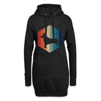 Corgi Vintage Hexagone - Sweat-shirt à capuche long Femme - noir - Devant