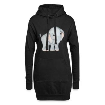 Elefanten Familie Mama Baby T-Shirt - Hoodie-Kleid - Schwarz - Vorne