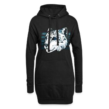 Schneeleopard - Hoodie-Kleid - Schwarz - Vorne