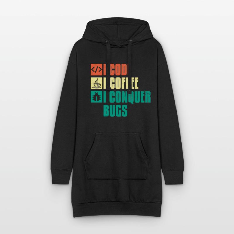 Kaffee-Codierung Programmierer Programmierer Entwickler Nerd Coff Hoodie-Kleid