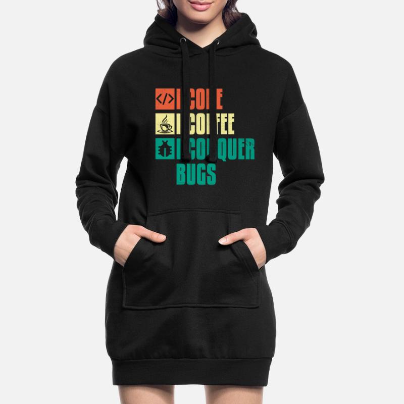 Kaffee-Codierung Programmierer Programmierer Entwickler Nerd Coff Hoodie-Kleid