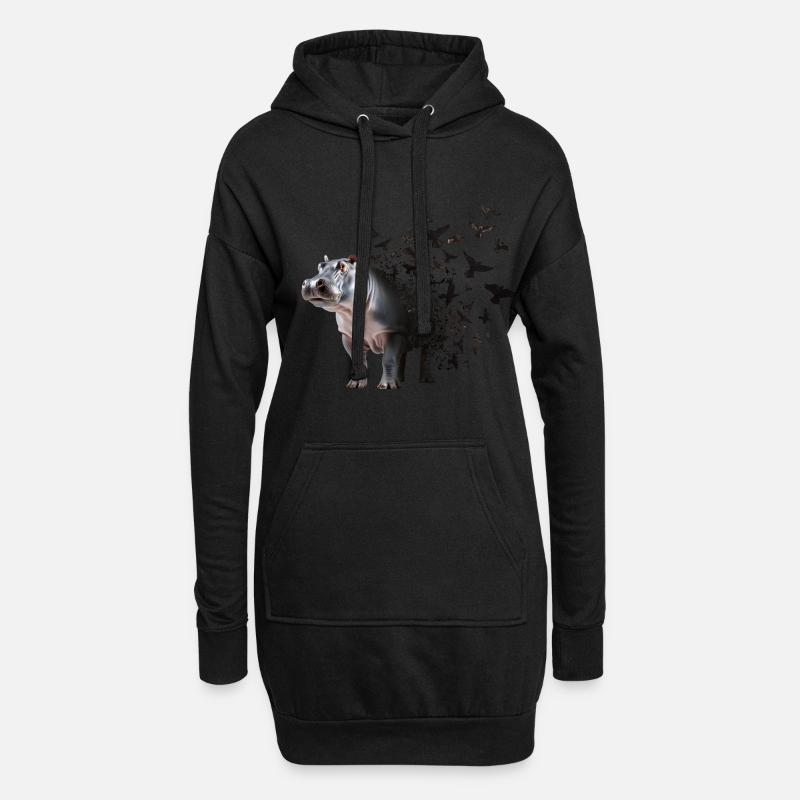 Nilpferd - Hoodie-Kleid - Schwarz