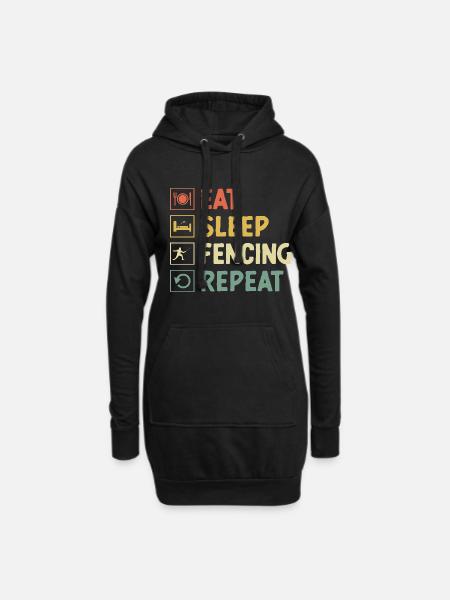 Essen Schlaf Fechten Wiederholung Schwert Degen Fechter - Hoodie-Kleid - Schwarz