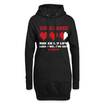 Video Games Ruined My Life Lucky Me I've Got 2 Mor - Hoodie-Kleid - Schwarz - Vorne