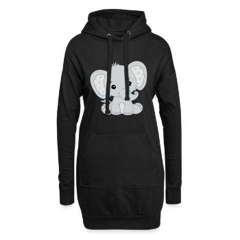 Baby Elephant Drôle De T-shirt Doux Idée Cadeau - Sweat-shirt à capuche long Femme - noir - Devant
