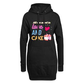 All we need is love and cake - Hoodie Dress - black - Front