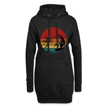 Palmier à surfer - Sweat-shirt à capuche long Femme - noir - Devant