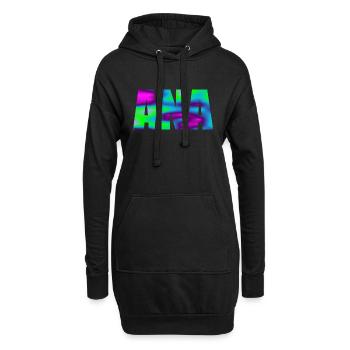 Vorname Ana in bunten Großbuchstaben - Hoodie-Kleid - Schwarz - Vorne