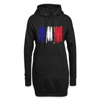 Frankreich Flagge Used Look Französische Fahne - Hoodie-Kleid - Schwarz - Vorne