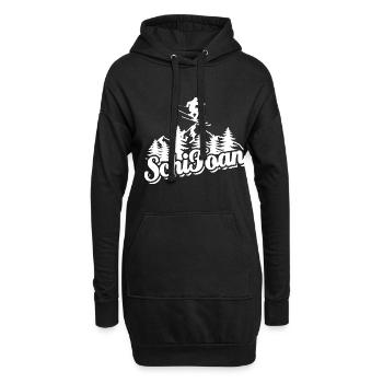Ski, Schi Foan, Wintersport, Skiurlaub - Hoodie-Kleid - Schwarz - Vorne