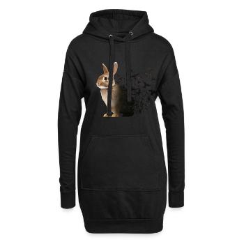 Lapin - Sweat-shirt à capuche long Femme - noir - Devant