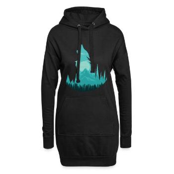 Loup hurlant à la pleine lune | Pack cadeau lune - Sweat-shirt à capuche long Femme - noir - Devant