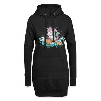 Ein Einhorn-Paddelboot - Hoodie-Kleid - Schwarz - Vorne