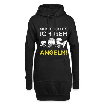Angeln Fischen Angler Fischer lustiger Spruch - Hoodie-Kleid - Schwarz - Vorne