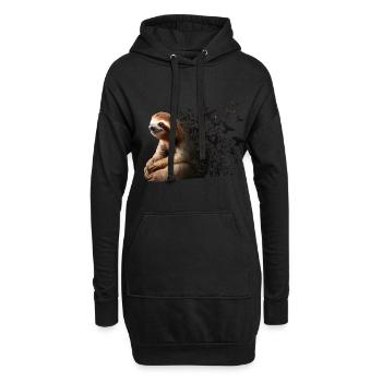 Faultier - Hoodie-Kleid - Schwarz - Vorne