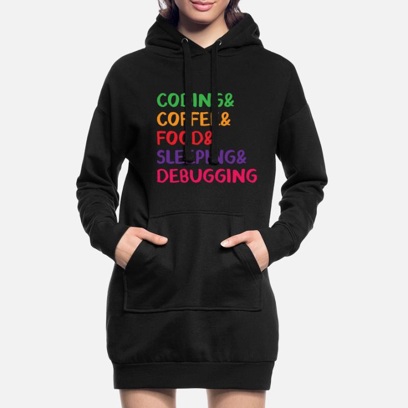 Coding Coffee Food Sleeping Debbuging Programmer C Hoodie-Kleid