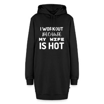 Ich trainiere, weil meine Frau heiß ist Bodybuilding-Fitnessstudio - Hoodie-Kleid - Schwarz - Vorne