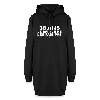 38 ans | Humour Cadeau D'anniversaire 38 ans - Sweat-shirt à capuche long Femme - noir - Devant
