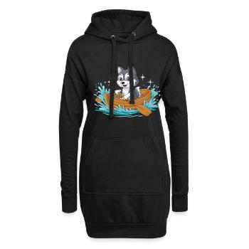 Un pédalo husky - Sweat-shirt à capuche long Femme - noir - Devant