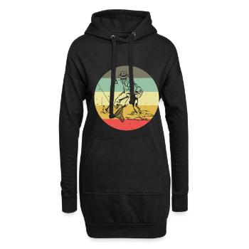 Angeln Fischen Fisch Geschenk Angler Fischer Retro - Hoodie-Kleid - Schwarz - Vorne