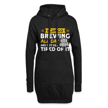 Den ganzen Tag brauen und nicht müde werden Brauer - Hoodie-Kleid - Schwarz - Vorne