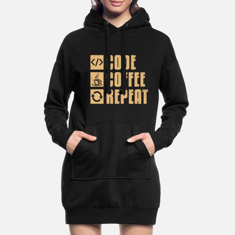 Café Codage Programmeur Codeur Développeur Nerd Coff Sweat-shirt à capuche long Femme