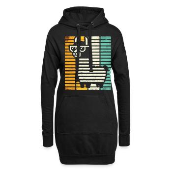 Retro Lama Alpaka mit Sonnenbrille Comic Kunst - Hoodie-Kleid - Schwarz - Vorne