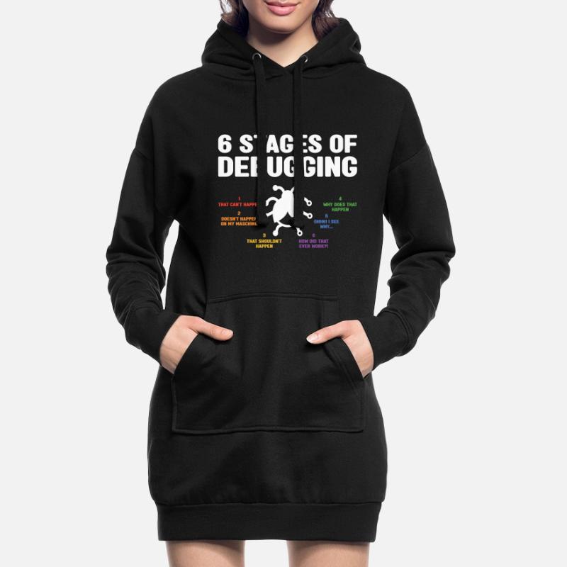 6 Stages Of Debugging Coder Programmer Software De Hoodie-Kleid
