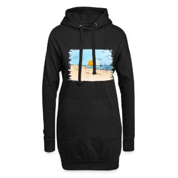 Lever du soleil sur la plage - Sweat-shirt à capuche long Femme - noir - Devant