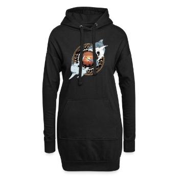 Hammerhai Weißer Hai Hawaiianisch - Hoodie-Kleid - Schwarz - Vorne